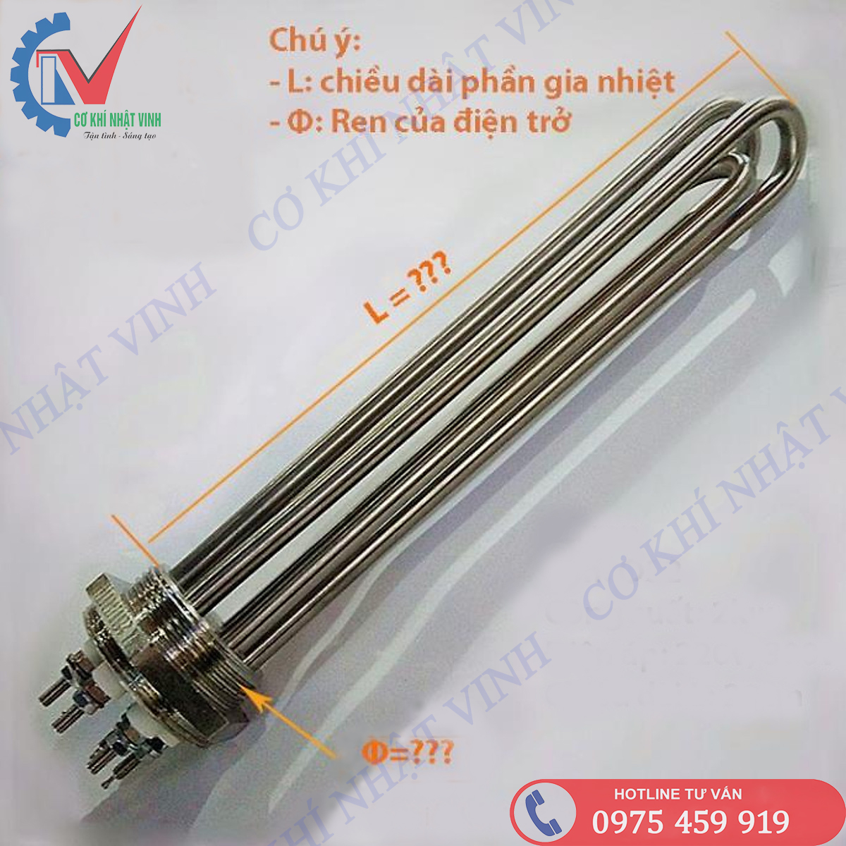 Điện trở nhiệt củ inox 304 - ren phi 48, 59 - điện 220v/380V