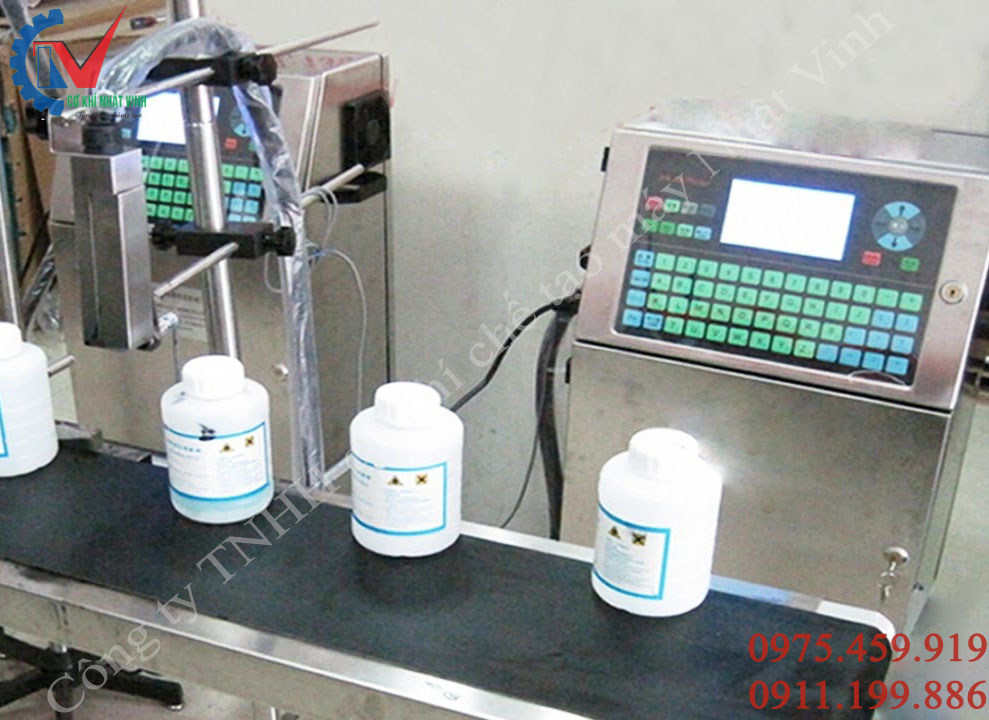 Máy in date băng tải, máy in date tự động có hệ thống băng tải